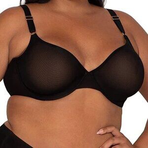 Smart and Sexy SA1388 Black Sheer Mesh Demi Underwire Bra 34DD